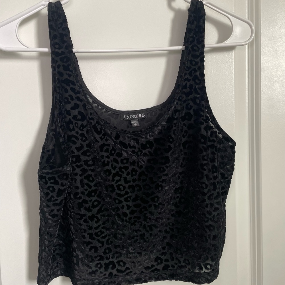 Velour Black Cheetah Crop Top